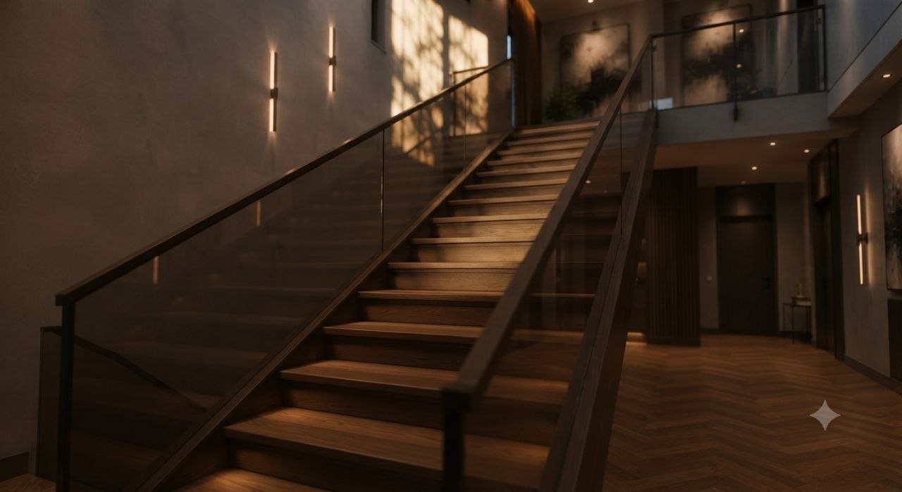 Treppenstufen mit hochwertiger Eichenholzverkleidung